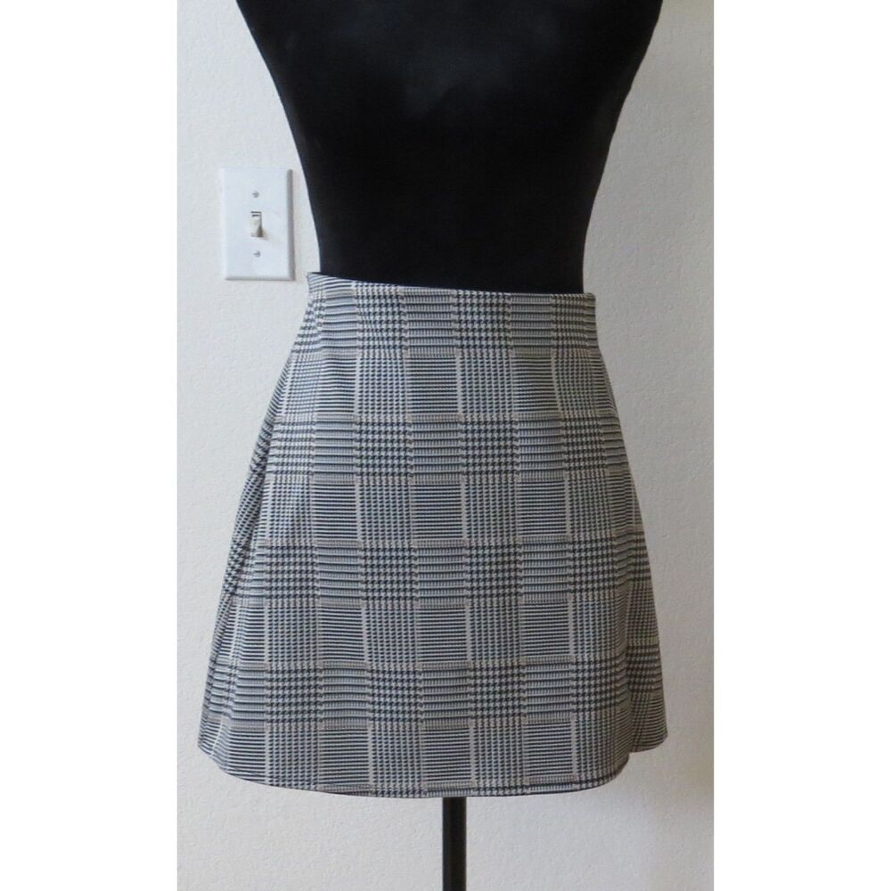 H&M Ladies Houndstooth Formal Above the Knee Skirt Black/gray L (read) EUC - Picture 1 of 6